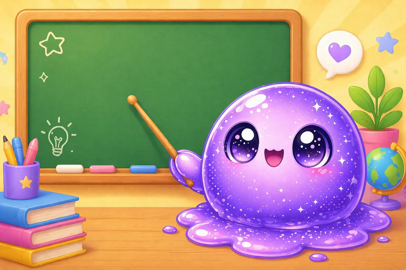 Polly teaching from the Polyglob lesson artwork.